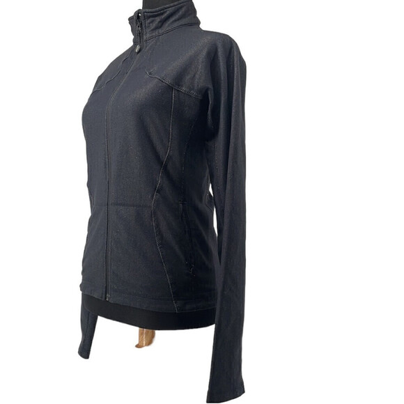 Lululemon jacket zip front denim slub black gym workout sz 6 - Picture 2 of 12